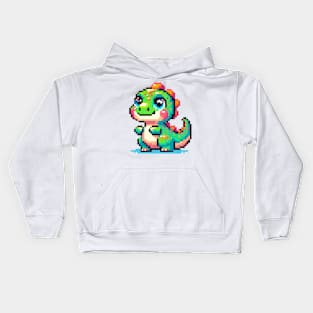 Cute Dinosaur Pixel Art Kids Hoodie